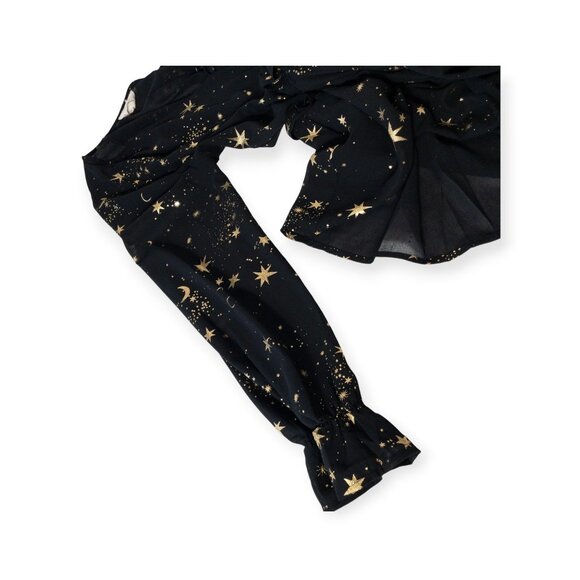 If By Sea Black Celestial Print Dress With Stars & Moons SZ L Sheer Dress - Picture 6 of 9